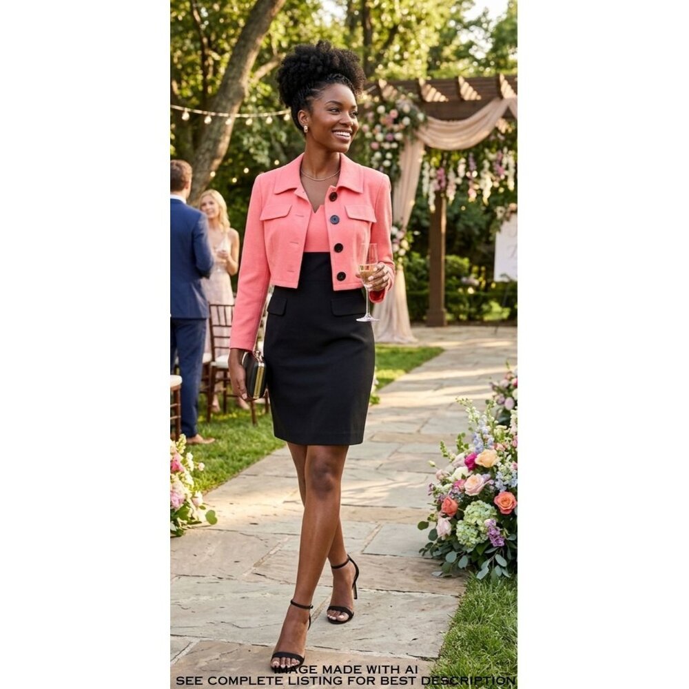 VTG Rickie Freeman Teri Jon Dress 4 Crop Jacket Dress Color Block Mother Wedding